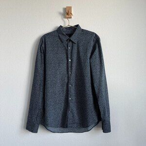 John Varvatos 100% Cotton Navy & White Long Sleeve Button Down Shirt M